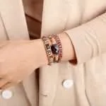 Comprar pulsera del empoderamiento de la mujer, con piedra de Amatista y jade. Pulsera boho con piedras naturales.