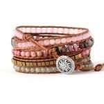 Comprar pulsera con piedras de cuarzo rosa, labradorita, turmalina y rodonita.