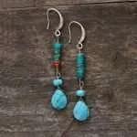 Comprar pendientes boho con turquesa, jaspe y piedras naturales