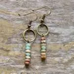 Comprar pendientes Vintage Boho con piedras naturales de jaspe y turmalina