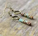 Comprar pendientes Vintage Boho con piedras naturales de jaspe y turmalina