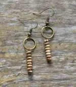 Comprar pendientes Vintage Boho con piedras naturales de jaspe y turmalina
