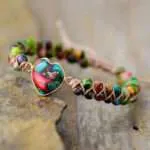 Comprar pulsera de jaspe imperial y piedras naturales para mujer. Pulsera zen boho en forma de corazón