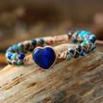 Comprar pulsera de jaspe imperial y piedras naturales para mujer. Pulsera zen boho en forma de corazón