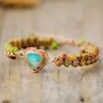 Comprar pulsera de jaspe imperial y piedras naturales para mujer. Pulsera zen boho en forma de corazón