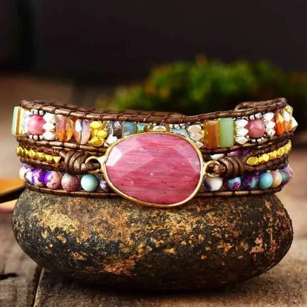 Comprar pulsera de jaspe y piedras naturales para mujer. Pulsera zen energética y boho.