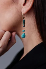 Pendientes de la fortuna de dos estilos - Turquesa o cuarzo rosa