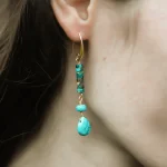 Pendientes de la fortuna de dos estilos - Turquesa o cuarzo rosa