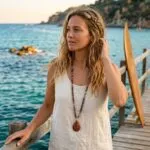 Collar Largo Boho con Gran Colgante de Jaspe Red Creek