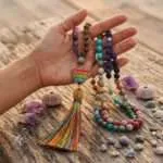 Collar mala del equilibrio de los 7 chakras con jaspe (Japa mala 108 cuentas)