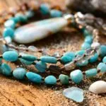 Collar de la mujer fuerte con piedras de labradorita, ágata y amazonita