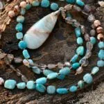 Collar de la mujer fuerte con piedras de labradorita, ágata y amazonita