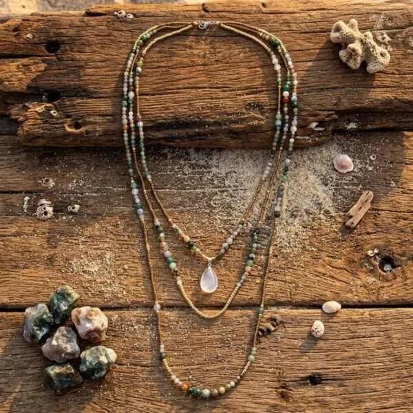 Collar de Ranakpur con piedras naturales de Ágata de la India
