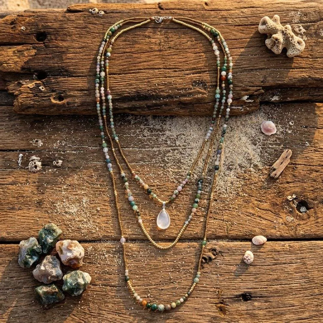 Collar de Ranakpur con piedras naturales de Ágata de la India Collar de Ranakpur con piedras naturales de Ágata de la India