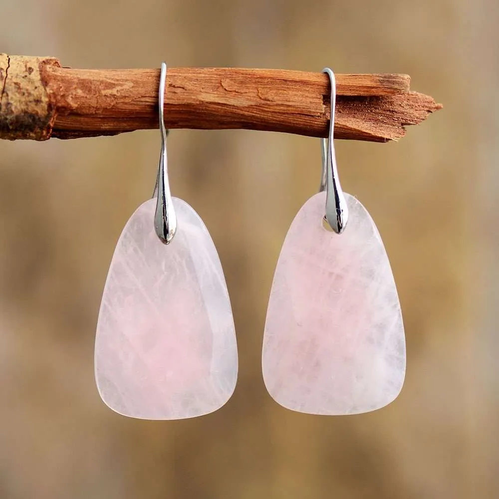 Pendientes del amor incondicional de cuarzo rosa o nácar Pendientes del amor incondicional de cuarzo rosa o nácar