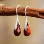 Pendientes del dulce camino de jaspe rojo o amatista