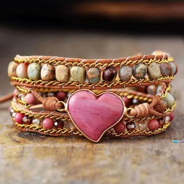 Pulsera del amor y del chakra del corazón de rodonita