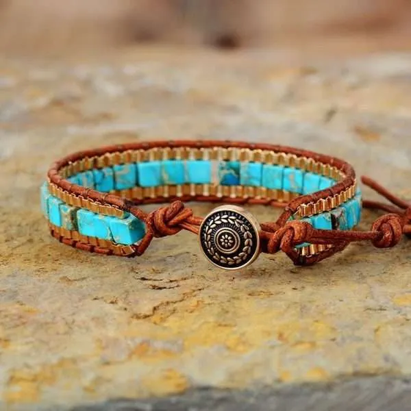 Pulsera de la buena suerte y la calma interior de turquesa o lapislázuli