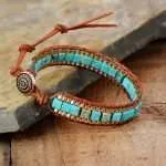 Pulsera de la buena suerte y la calma interior de turquesa o lapislázuli