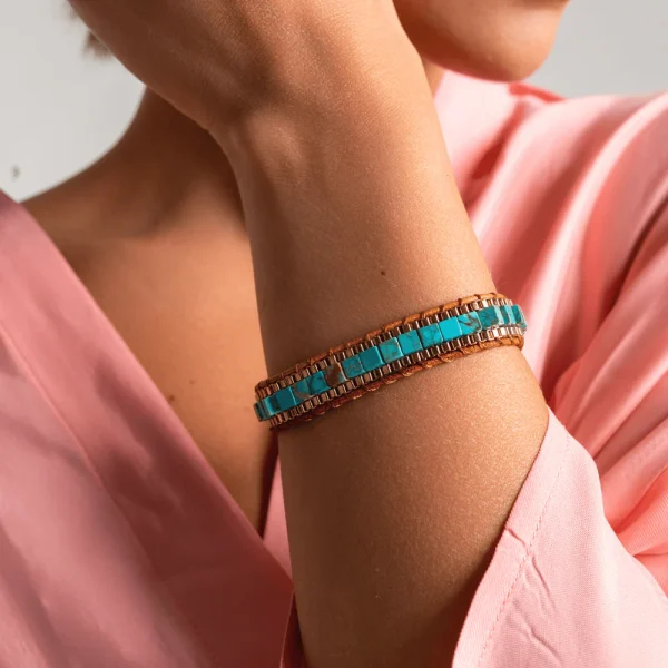 Pulsera de la buena suerte y la calma interior de turquesa, lapislázuli o jaspe