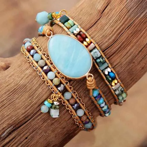 Pulsera de la satisfacción con uno mismo de amazonita
