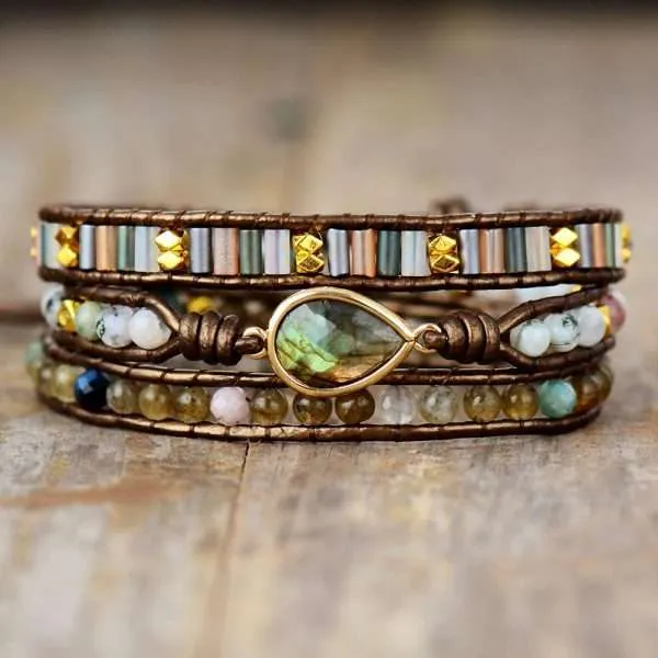 Pulsera del templo de las estrellas de labradorita