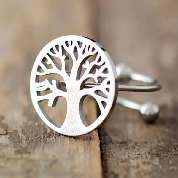 Anillo de acero inoxidable del Árbol de la Vida