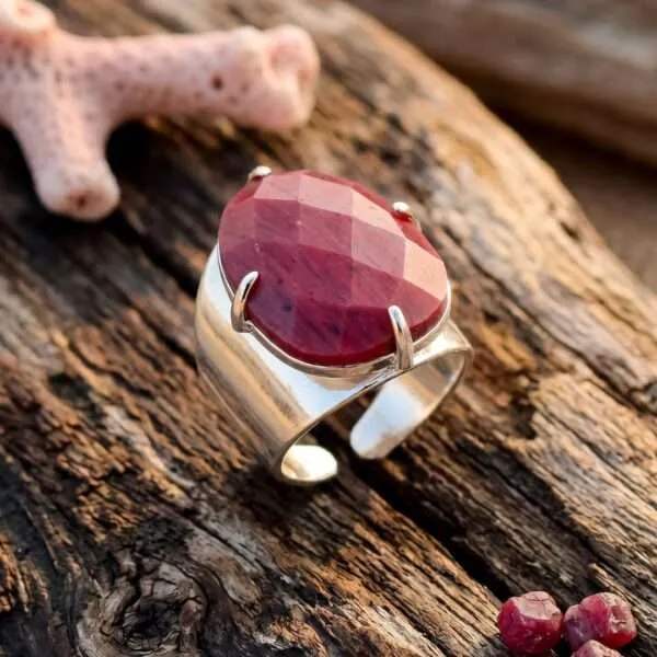 Anillo Boho del Equilibrio Emocional con Rodonita