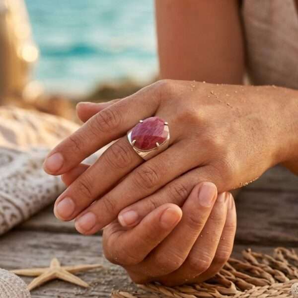 Anillo Boho del Equilibrio Emocional con Rodonita