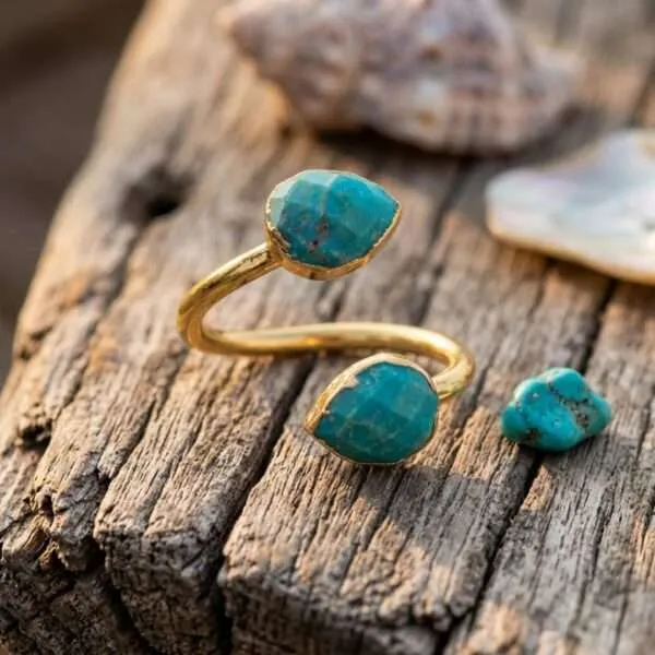 Anillo de la sintonía espiritual con turquesa