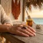Anillo del tercer ojo con piedra de ojo de tigre