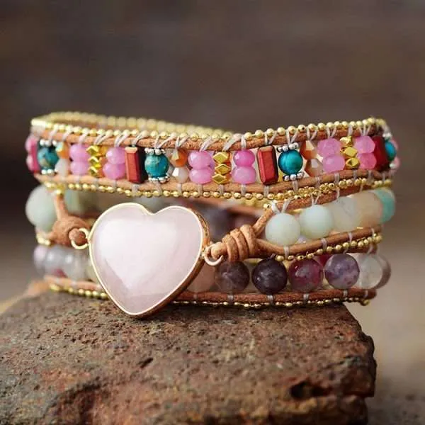 Pulsera de la autoaceptación y amor a uno mismo de cuarzo rosa