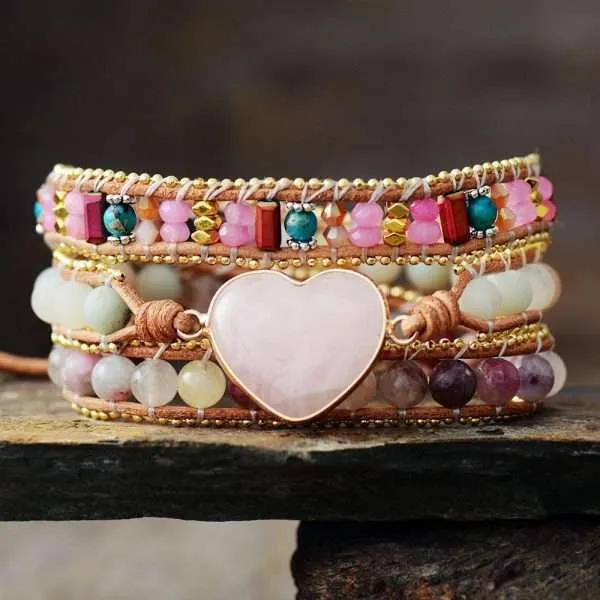 Pulsera de la autoaceptación y amor a uno mismo de cuarzo rosa