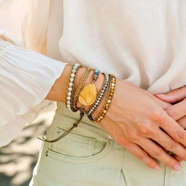 Pulsera de las decisiones certeras y la buena senda con picture jaspe y cuarzo