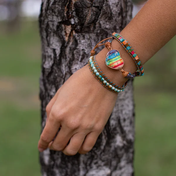 Pulsera de la superación con corazón de jaspe imperial