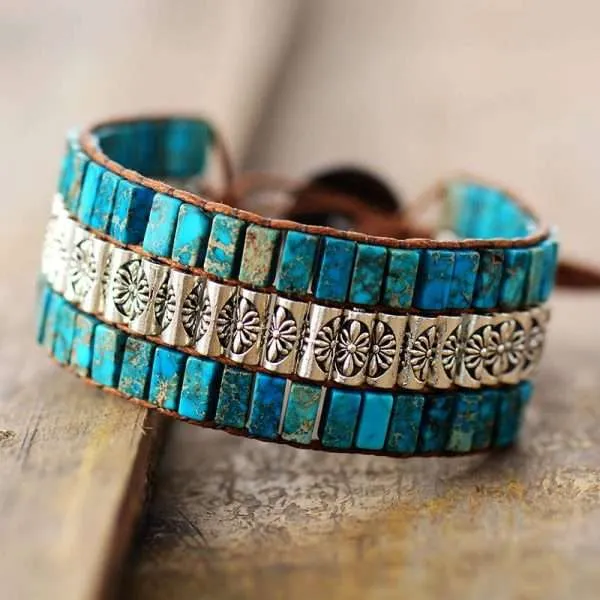 Brazalete del equilibrio del ying y el yang con piedras de jaspe