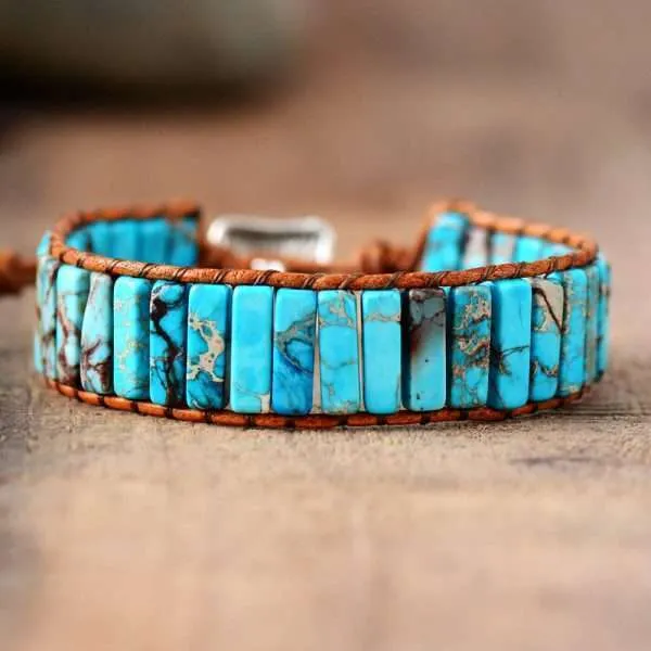 Pulsera bohemia del poder del agua con piedras de jaspe
