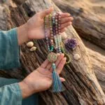 Collar Japa Mala de 108 cuentas del Nepal con piedras energéticas