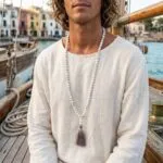 Collar Japa Mala de 108 cuentas con Piedras de Howlita Blanca