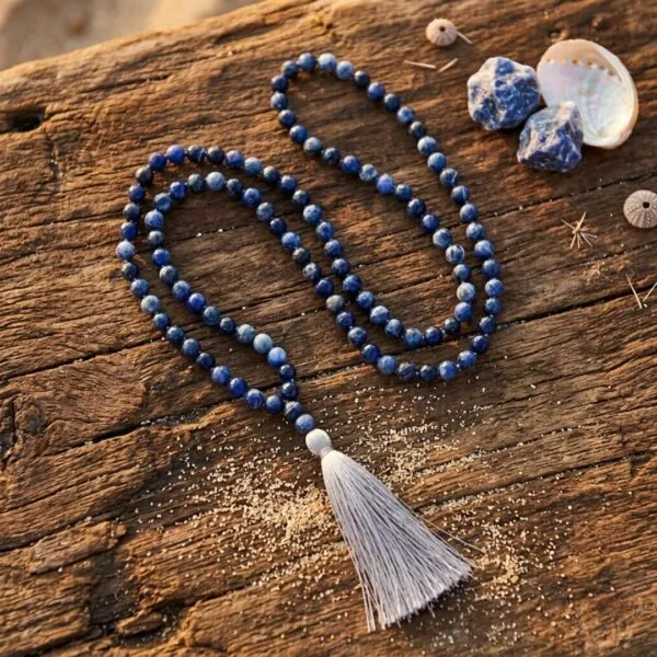 Collar Japa Mala de 108 cuentas con piedras de sodalita