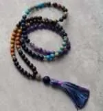 Collar Japa Mala tibetano de 108 cuentas con amatista, ágata y jaspe