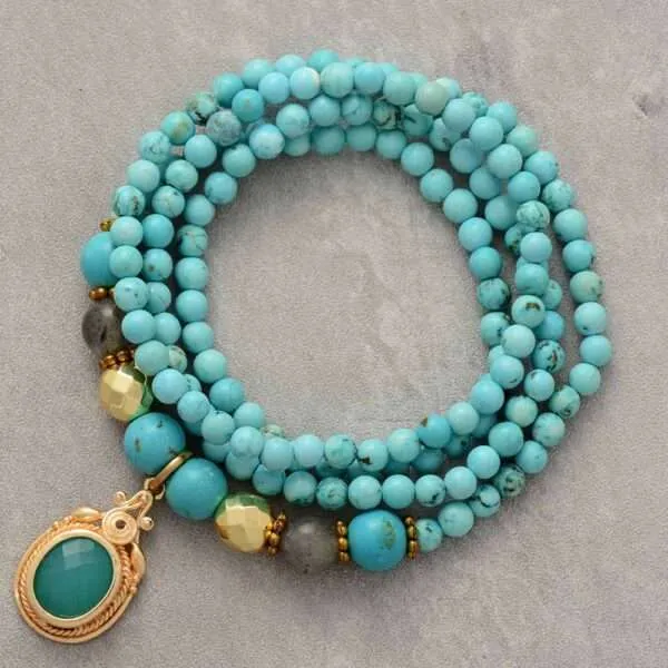 Collar Lariat del bienestar del cuerpo y el espíritu con turquesas