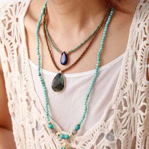Collar Lariat del bienestar del cuerpo y el espíritu con turquesas