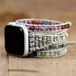 Correa Apple Watch boho con amazonita y jaspe (5 vueltas)