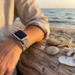 Correa Apple Watch boho con amazonita y jaspe (5 vueltas)