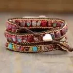 Correa Apple Watch boho con piedras de jaspe imperial (3 vueltas)
