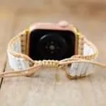 Correa Apple Watch étnica con piedras de howlita o jaspe