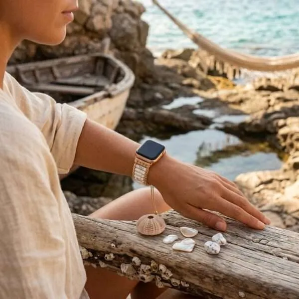 Correa Apple Watch étnica con piedras de howlita, picture jaspe o combinada