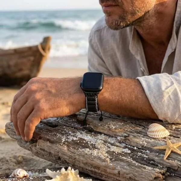 Correa Apple Watch hippie con jaspe, ojo de tigre o piedra de lava