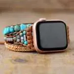 Correa Apple Watch bohemia con piedras de jaspe turquesa (3 vueltas)